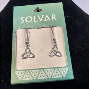 Solvar Earrings Celtic Trinity Knot Silver Traditional Irish Jewelry Classic